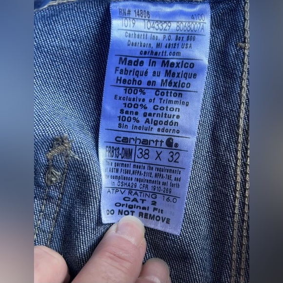 Carhartt FRB13 DNM FlameResistant Carpenter JeansWorkwear Sz 38 W X 32 LNWT - Picture 4 of 5